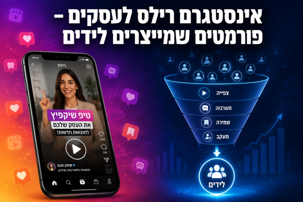 אינסטגרם רילס לעסקים – פורמטים שמייצרים לידים בעברית