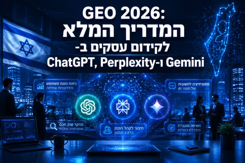 GEO 2026: המדריך המלא לקידום עסקים ב־ ChatGPT, ‏Perplexity ו־Gemini