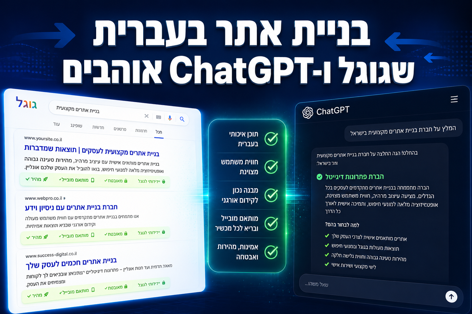 בניית אתר בעברית שגוגל ו-ChatGPT אוהבים – צ'ק ליסט מלא