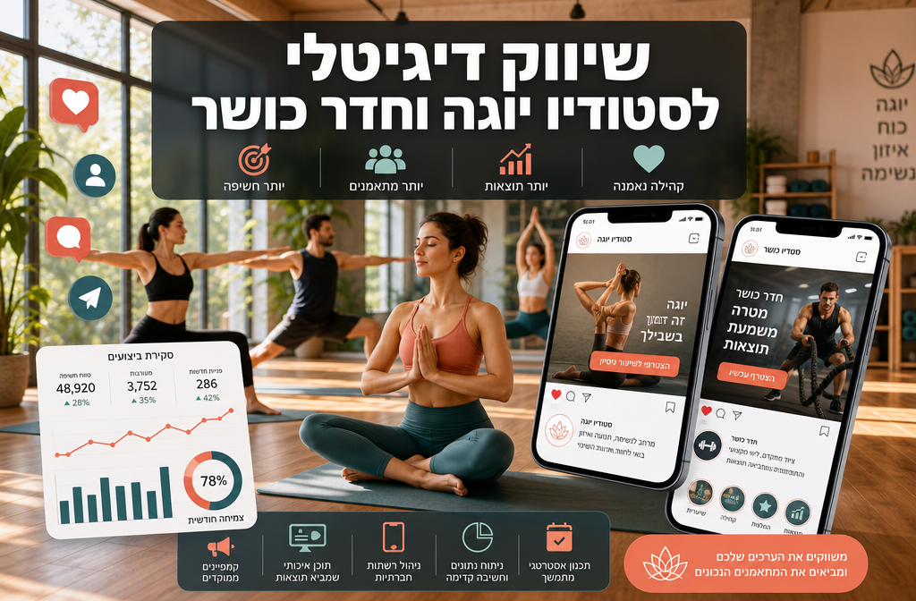 שיווק דיגיטלי לסטודיו יוגה, חדר כושר ומאמני כושר